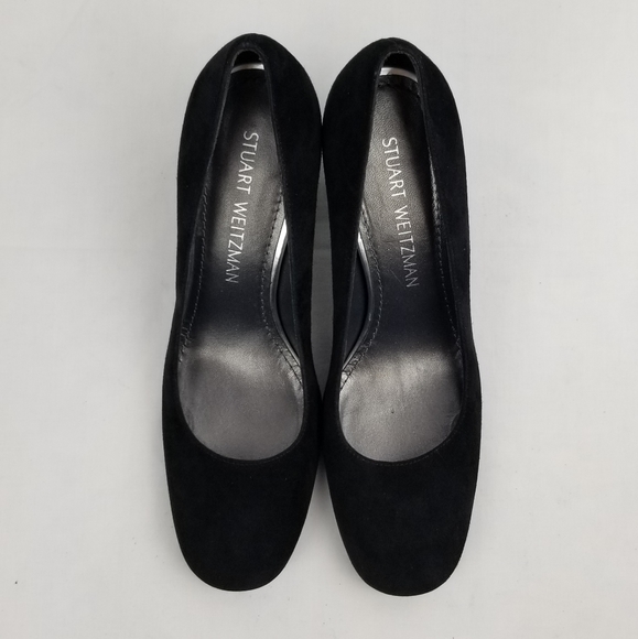 Stuart Weitzman Black Suede Block Heels Pumps 6.5 - Picture 4 of 9